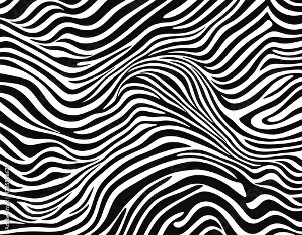 Fototapeta Vector striped pattern. Black-white background. Stylized Zebra pattern, isolated vector illustration  background