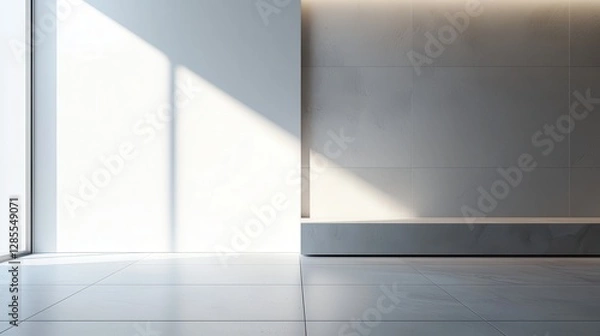 Fototapeta Minimalist Interior Space with Natural Light and Shadow Patterns