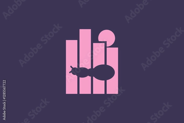 Obraz vector illustration of an ant over the chart building 