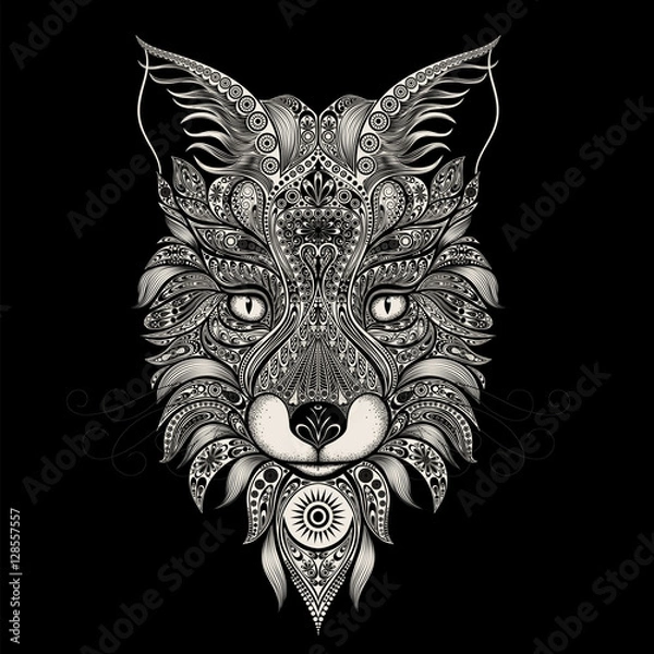 Fototapeta Fox beautiful vector patterns on a black background