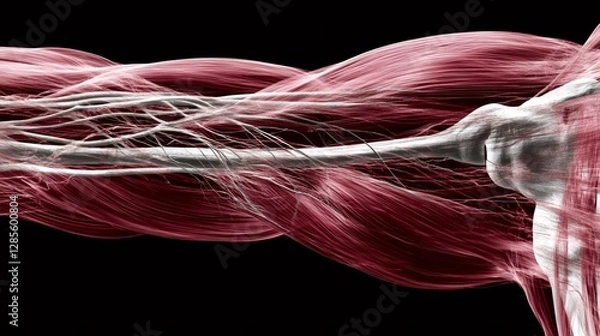 Fototapeta Human musculoskeletal system showing bones and muscles working together