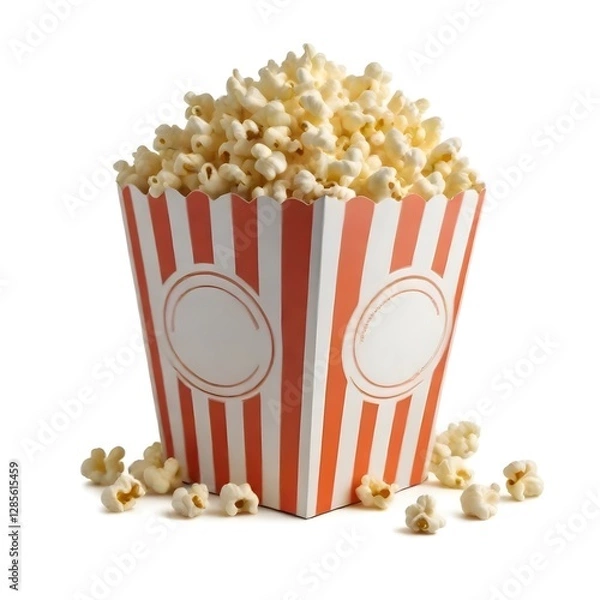 Fototapeta A striped popcorn box filled with fresh popcorn