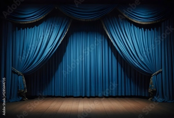 Fototapeta theater curtains with a wooden stage floor