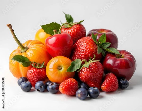 Fototapeta fruit and vegetables top shot minimal background