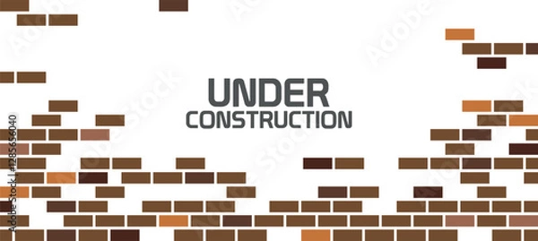 Fototapeta Website is under construction text and brick background.	