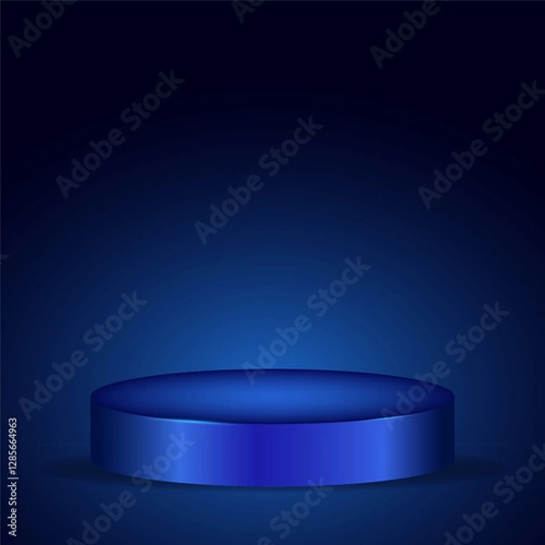 Fototapeta Dark background with an empty podium in dark blue tones