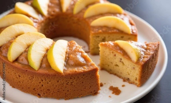 Fototapeta Delicious apple cake on a plate