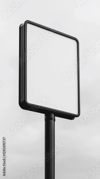 Fototapeta Blank square signpost, outdoor, cloudy sky, mockup