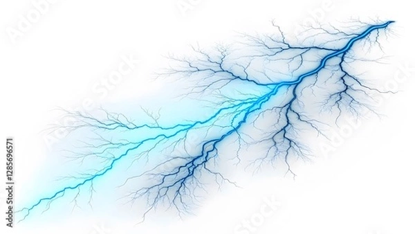 Fototapeta Electric Blue Lightning Bolt Abstract Artwork on White Background