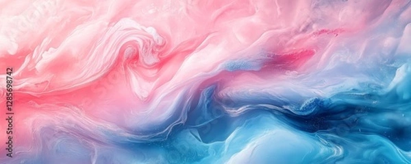 Fototapeta An abstract artwork with vibrant pink and blue swirling smoke patterns, creating a dreamy aesthetic 