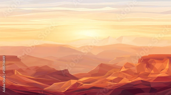 Fototapeta Warm light of the setting sun illuminates the red desert canyon landscape, creating a sense of peacefulness and solitude Ideal for travel or adventure themed projects.