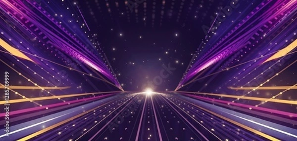 Fototapeta Futuristic Neon Pathway with Glowing Purple and Yellow Lights