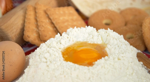 Fototapeta egg, flour, biscuits