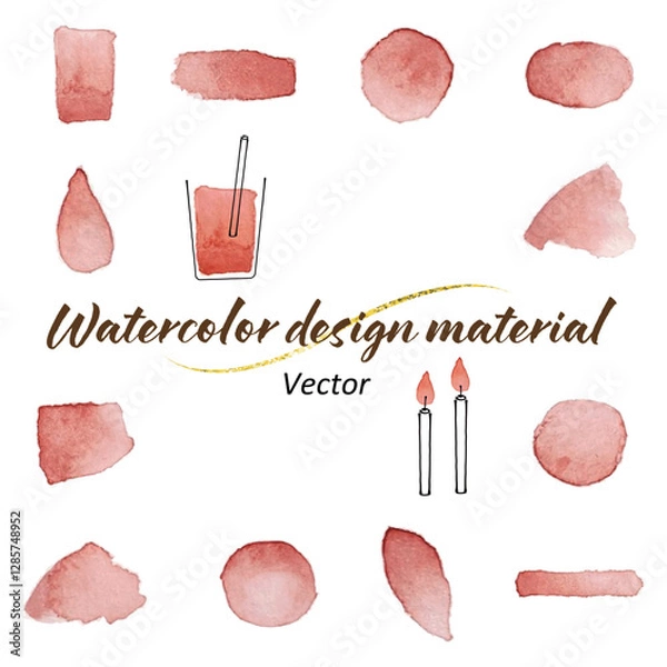 Fototapeta 水彩デザイン素材のイラストセット（ベクター）