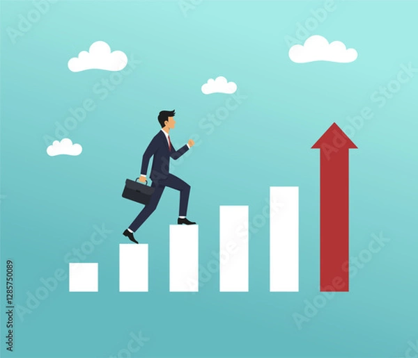 Obraz Businessman walking on growing graph