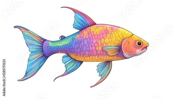Fototapeta Rainbow Fish Illustration Colorful Aquatic Animal Design