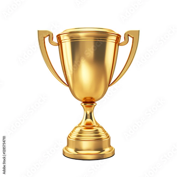 Fototapeta Shiny Gold Trophy Cup Isolated on white and transparent background