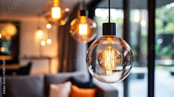 Fototapeta Showcasing stunning lighting fixtures in a modern interior.