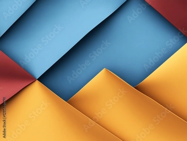 Obraz Abstract geometric shapes subtly overlap creating a vibrant warm color palette. AI Generated