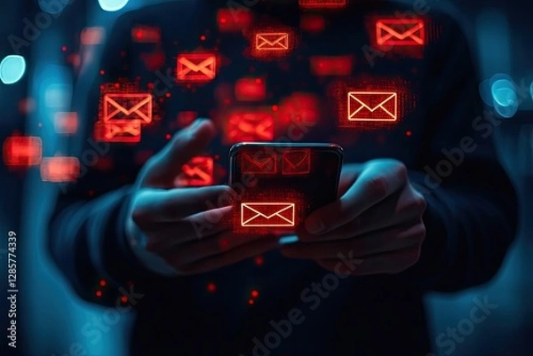 Fototapeta businessman using smartphone new message