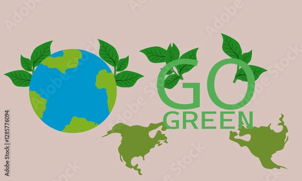 Fototapeta Vector Illustration Earth Globe With Greenery