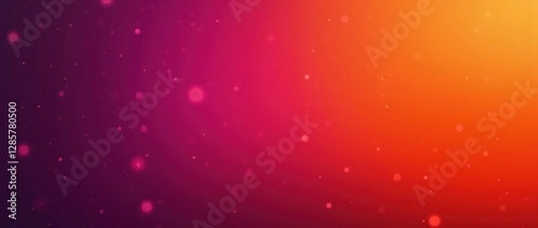 Obraz A gradient background transitioning from deep magenta to bright orange, with tiny glowing particles scattered throughout. The effect is vibrant and cosmic
