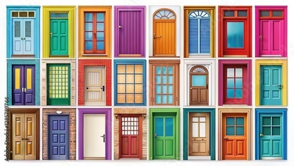 Fototapeta Doors and Windows: A Colorful Canvas for Your Home