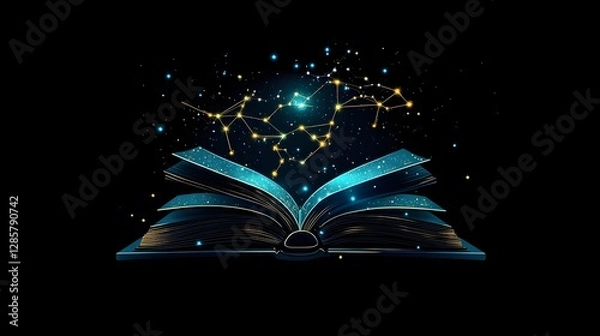 Fototapeta Cosmic Knowledge: An Open Book to the Constellations, Stars, and Mysteries of the Universe