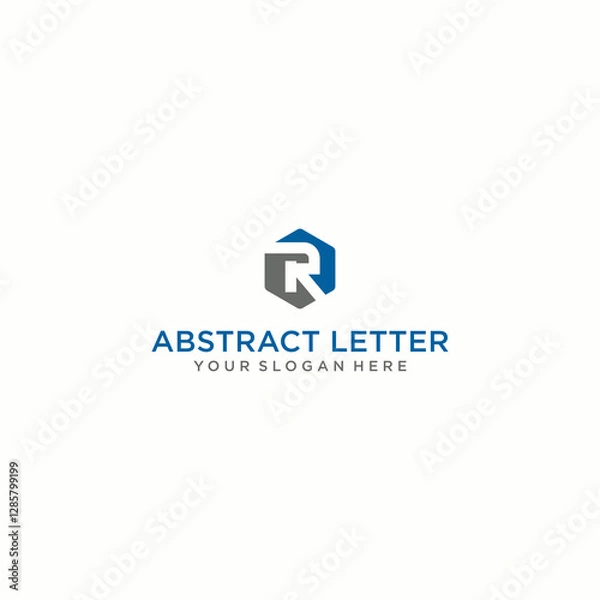 Fototapeta R letter logo in the form of hexagons and cube logos with letter designs for corporate identity	