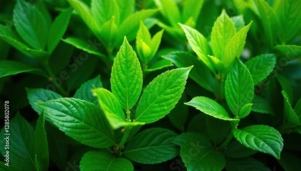 Fototapeta Vibrant green leaves, lush texture, natural backdrop, detail, overlay, seamless