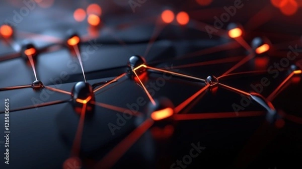 Fototapeta Exploring dynamic network connections digital realm abstract visualization tech environment close-up perspective innovation concept