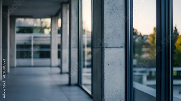 Fototapeta Modern Residential Building Architecture with Glass and Concrete Elements : Generative AI