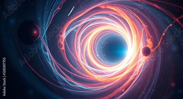 Obraz Interstellar wormhole vortex background. A swirling tunnel of deep space colors
