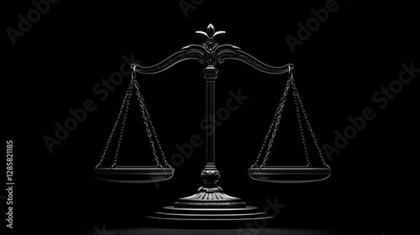 Fototapeta Scales of Justice: A Dramatic 3D Render in Shadow AI Generated