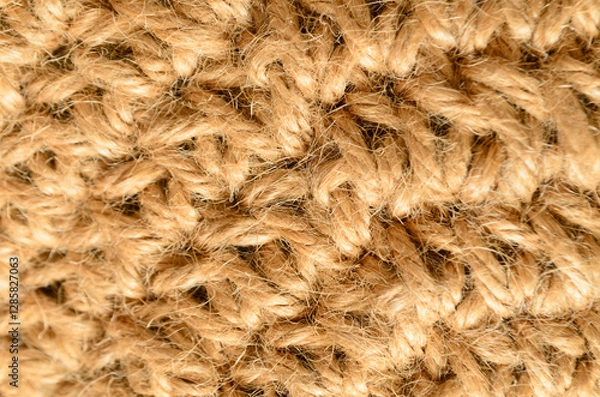 Obraz Woven jute fabric texture closeup with natural fibers