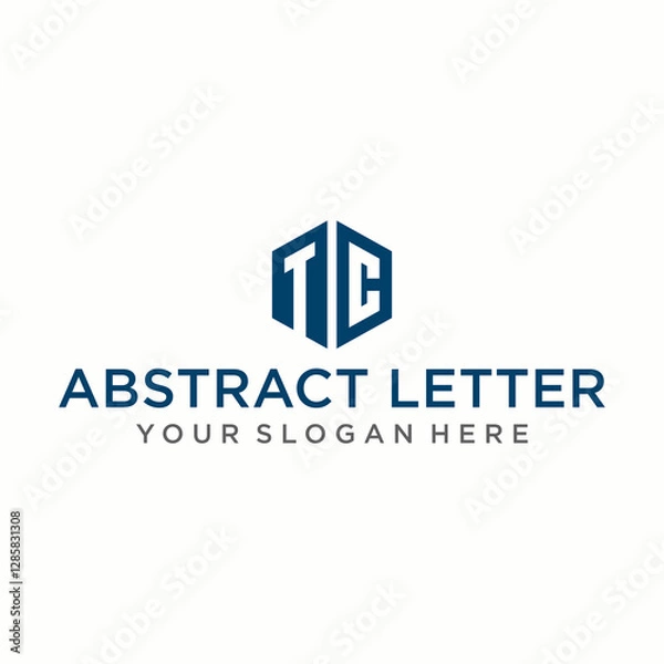 Fototapeta TC letter logo in the form of hexagons and cube logos with letter designs for corporate identity	
