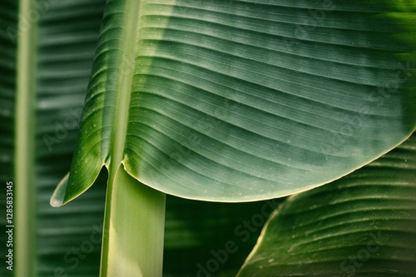 Fototapeta Tropical banana leaf, green nature background