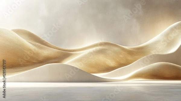 Fototapeta Rendered Dune Forms Against a Muted Light Textured Background