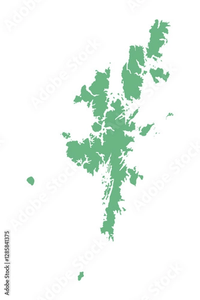 Fototapeta Simple green map of Shetland Mainland and islands. Archipelago in Scotland.