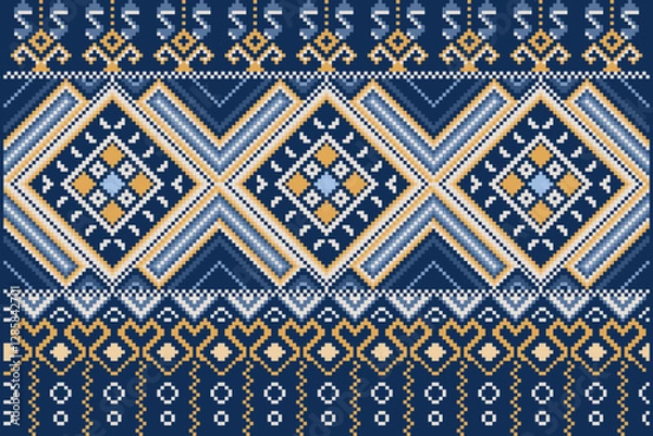 Fototapeta Knitting seamless patterns. Abstract geometric pattern design for wrapping paper, fabric pattern. Beautiful textile pattern for background or wallpaper. Decoration for Merry Christmas, Happy New Year.
