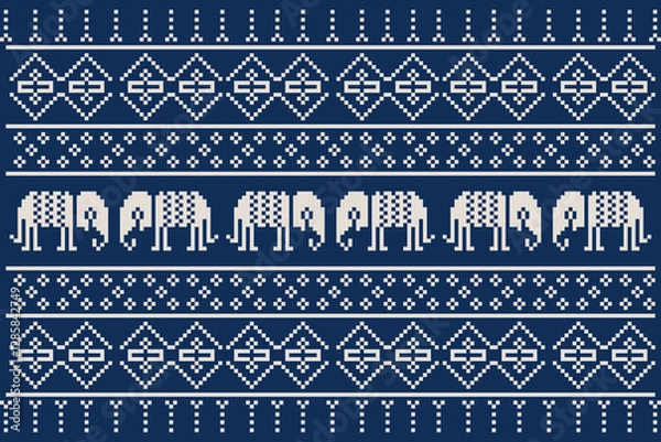 Fototapeta Knitting seamless patterns. Abstract geometric pattern design for wrapping paper, fabric pattern. Beautiful textile pattern for background or wallpaper. Decoration for Merry Christmas, Happy New Year.
