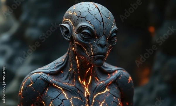 Obraz Mysterious alien figure with lava patterns