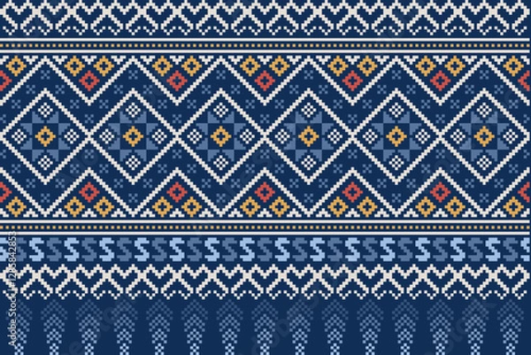 Fototapeta Knitting seamless patterns. Abstract geometric pattern design for wrapping paper, fabric pattern. Beautiful textile pattern for background or wallpaper. Decoration for Merry Christmas, Happy New Year.