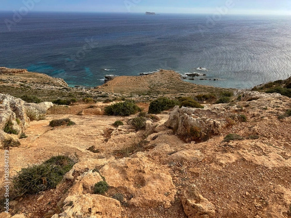Fototapeta 
Sea view in Malta Island from Hagar Qim & Mnajdra Temples