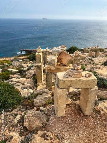 Obraz 
Sea view in Malta Island from Hagar Qim & Mnajdra Temples