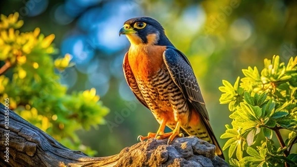 Fototapeta Majestic Bat Falcon Perched Atop Ancient Tree, Wildlife Photography