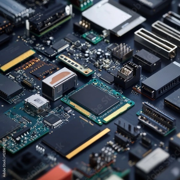 Fototapeta Circuit Board Components: A Close-Up View of Electronics Technology