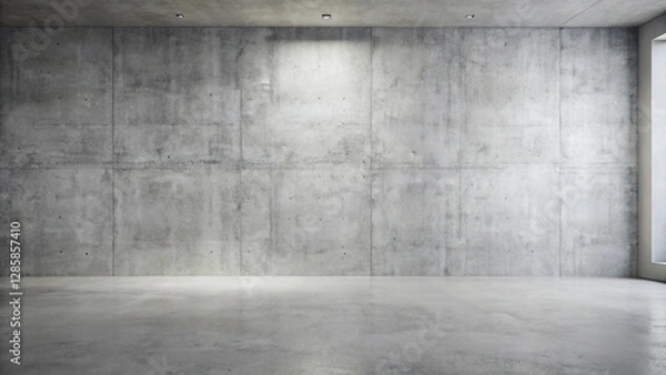 Fototapeta Empty Modern Concrete Interior with Large Window