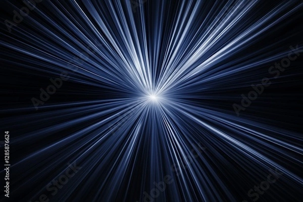 Obraz Abstract blue light rays converging at center.