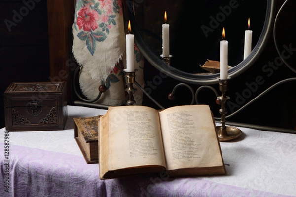 Obraz old times house - interior hut